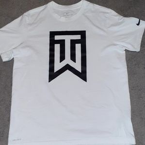 Nike TW Tiger Woods Logo T Shirt Dri Fit Mens Large White - Clean